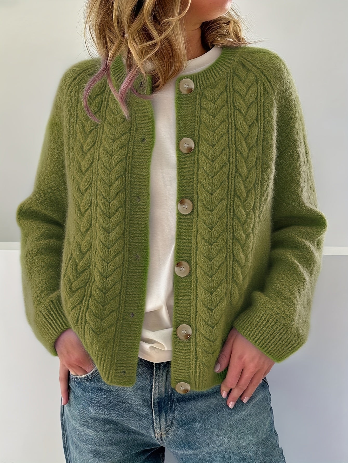 Ljosine | Kabelstrikket Cardigan Med Knapper