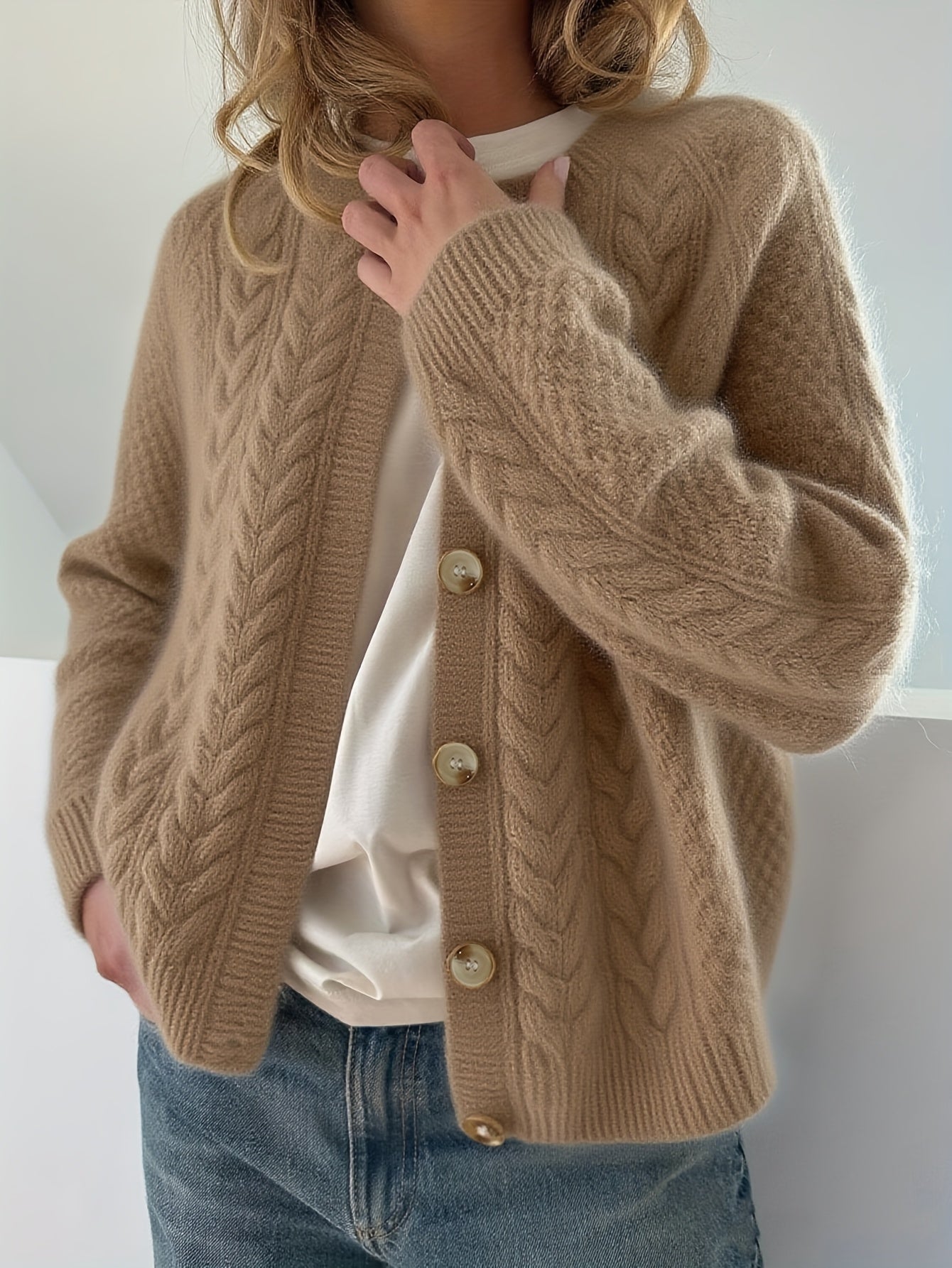 Ljosine | Kabelstrikket Cardigan Med Knapper