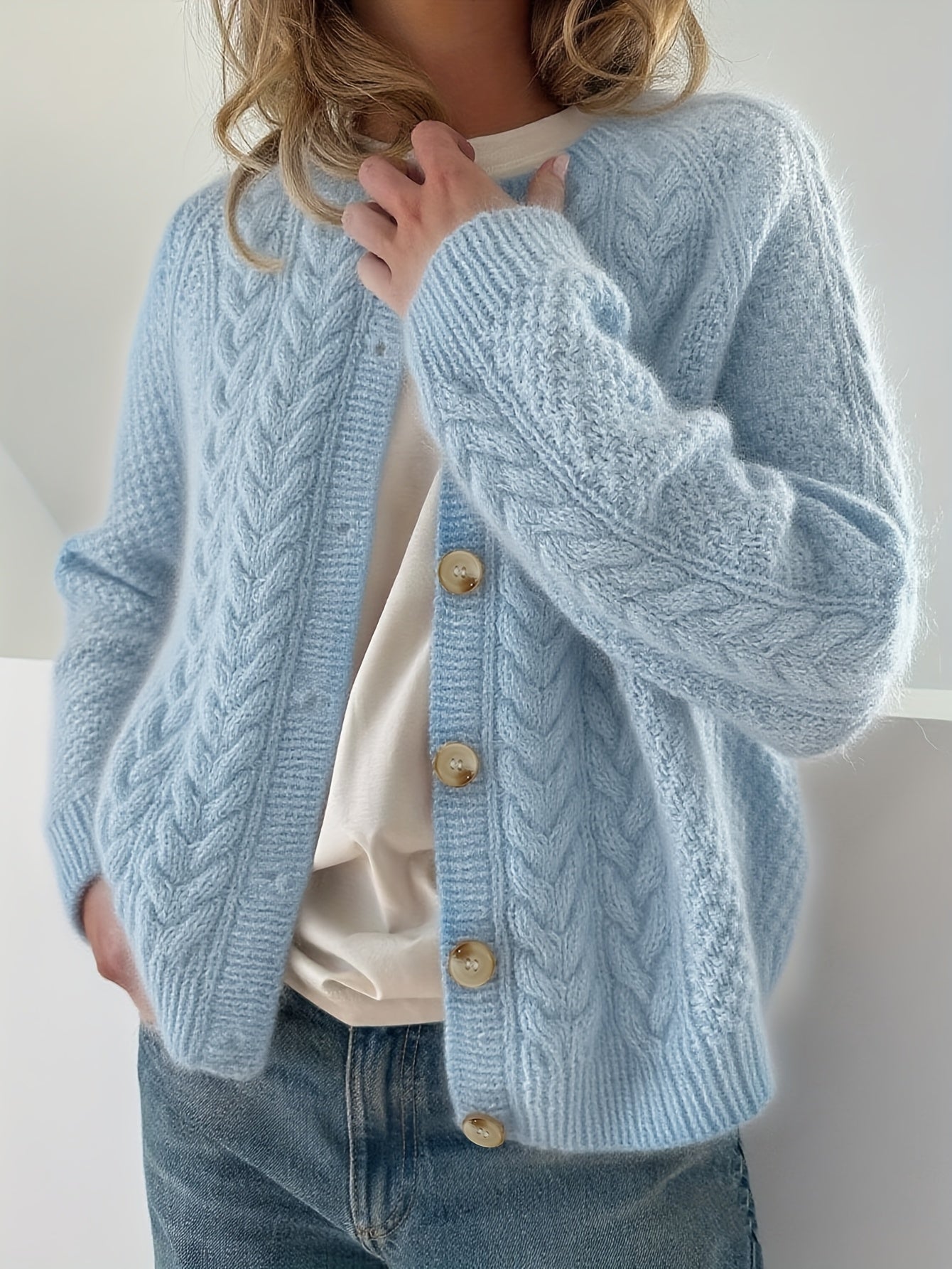 Ljosine | Kabelstrikket Cardigan Med Knapper