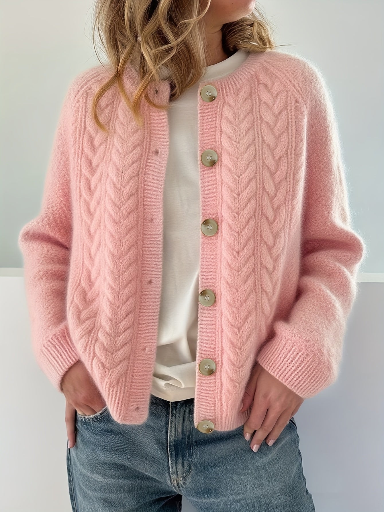 Ljosine | Kabelstrikket Cardigan Med Knapper