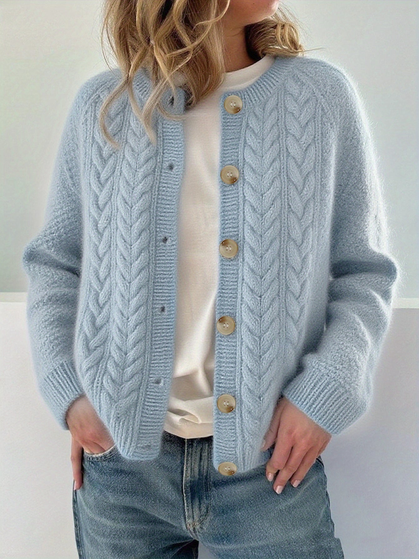 Ljosine | Kabelstrikket Cardigan Med Knapper