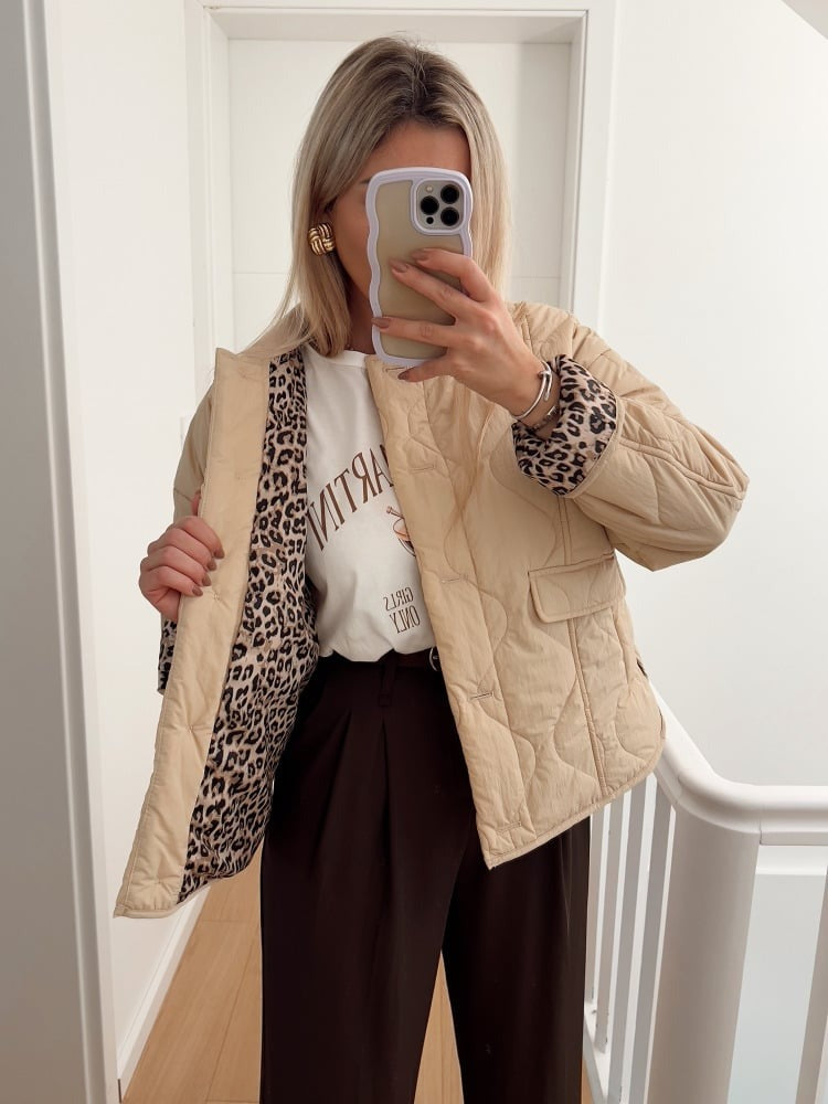 Noemie | Elegant jakke med leopardfôr